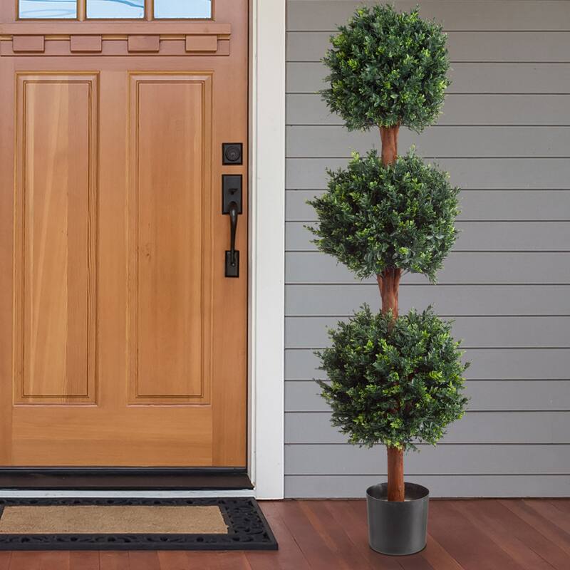 Fake Triple Ball Hedyotis Silk Plant Tree - 1-piece