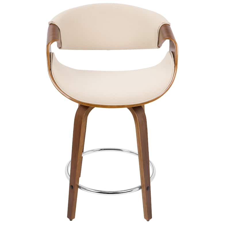 Carson Carrington Sauda 24" Fixed-Height Counter Stools with Bent Wood Legs & Round Footrest (Set of 2)