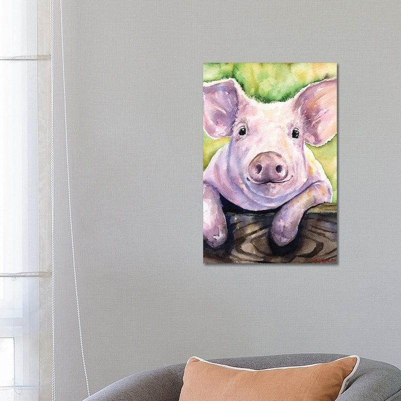 iCanvas "Smiling Pig" by George Dyachenko Canvas Print - 26x18x1.5