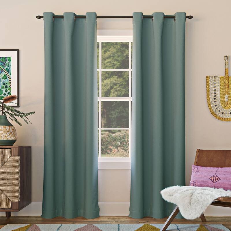 Sun Zero Saxon Energy Saving Blackout Grommet Curtain Panel, Single Panel - 40" x 54" - Mineral