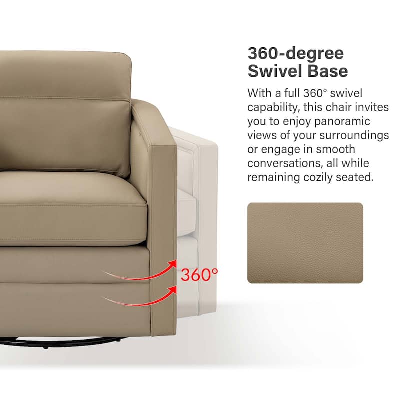 Jorge 28.74" Wide Genuine Leather Swivel Chair with Arms