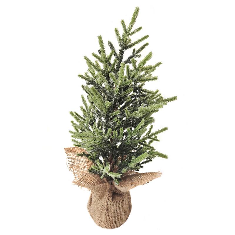 Frosted Ice Pine Artificial Christmas Tree with Jute Base - 16.5" - Tabletop