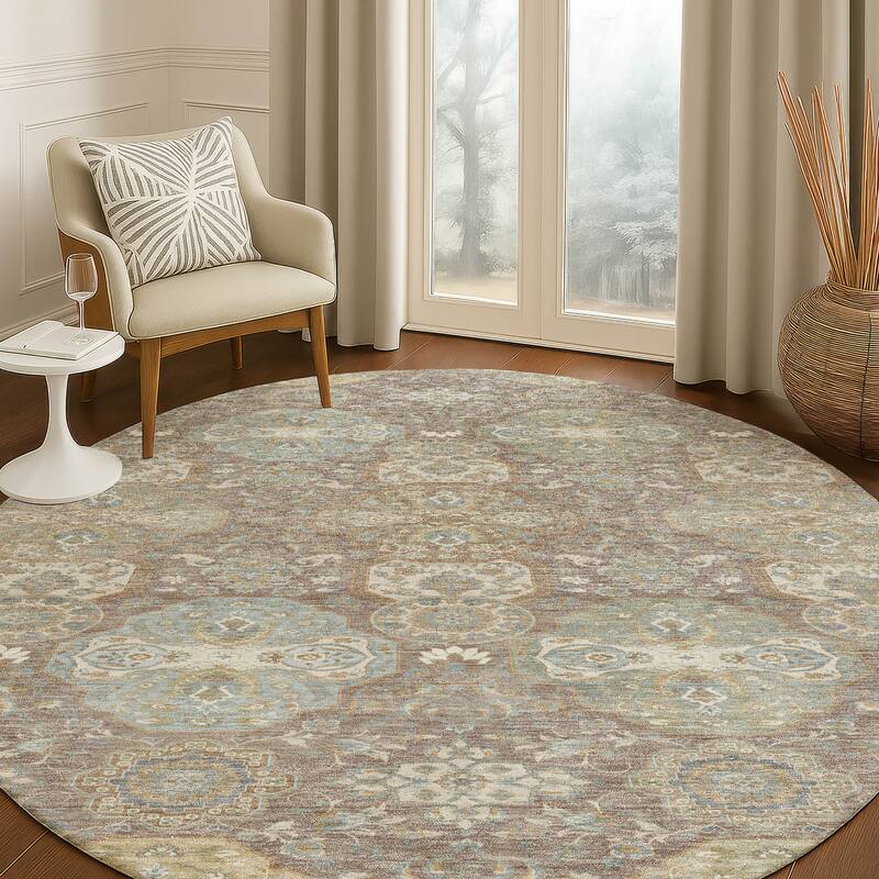 Machine Washable Indoor/ Outdoor Traditional Tracey Chantille Rug