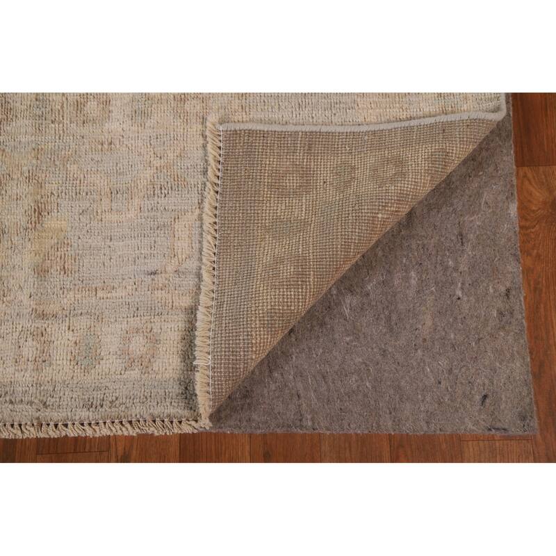 Floral Oushak Turkish Rug Hand-knotted Grey Wool Carpet - 9'1"x 12'0"