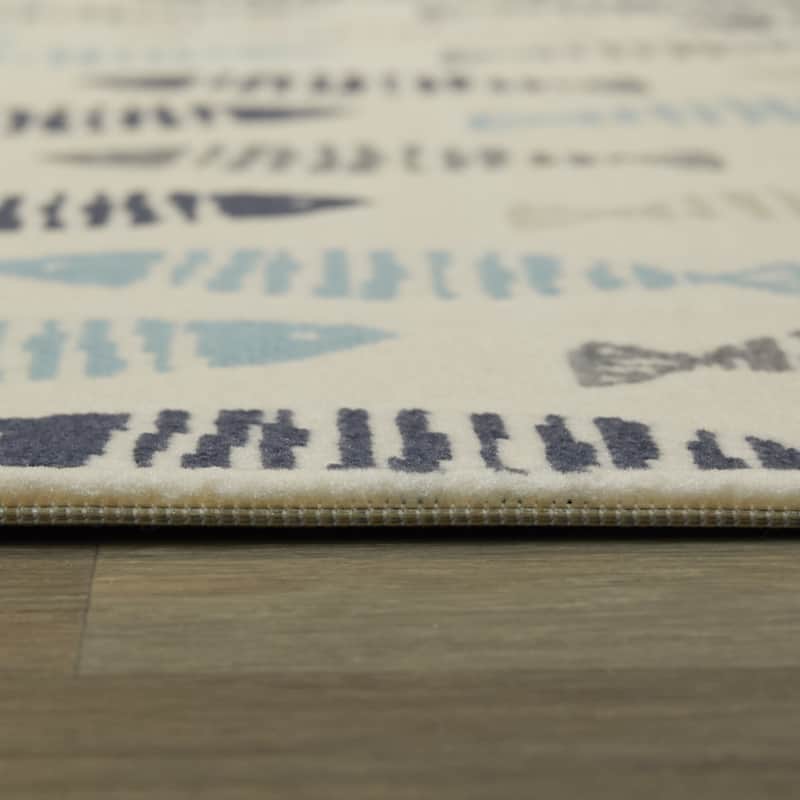 Friendly Fish Geometric Coastal Area Rug