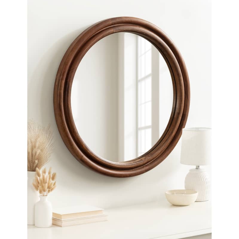 Kate and Laurel Oman Ribbed Round Mirror - 26x26