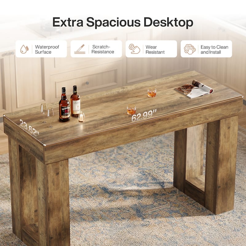 Rectangular High Top Bar Table for Kitchen, Home Bar, Living Room - N/A