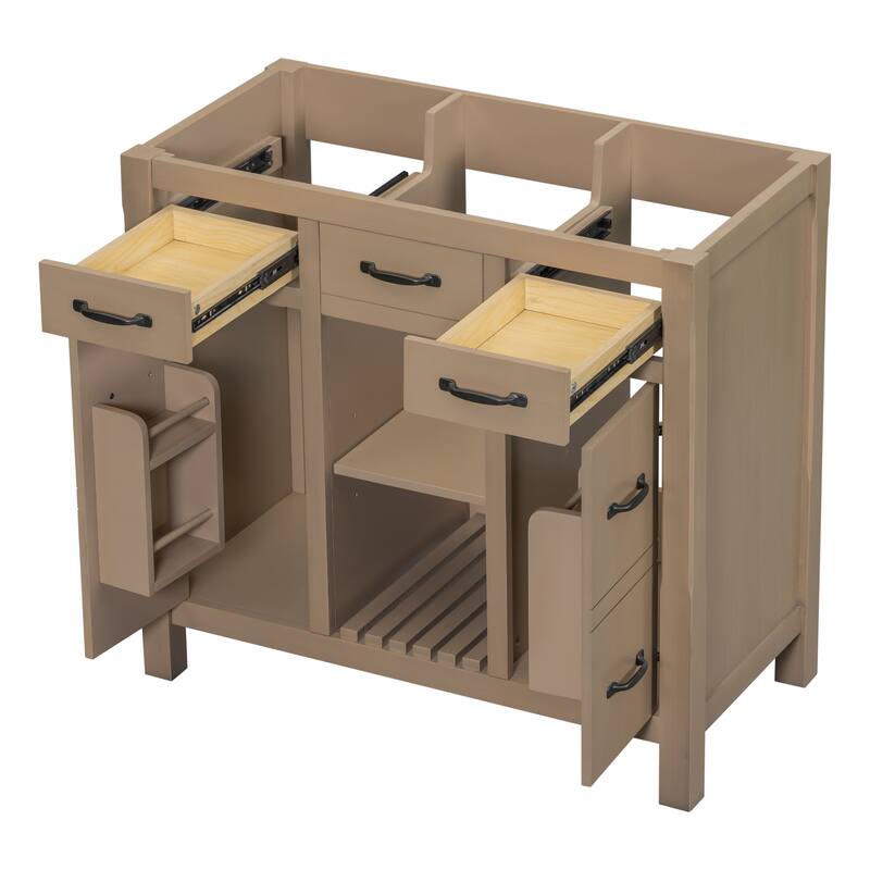 36" Solid Wood Frame Bathroom Cabinet