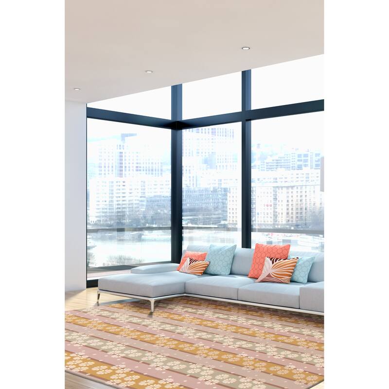 ECARPETGALLERY Machine Woven Lotus Mod Cotton Rug - 6'8 x 8'10