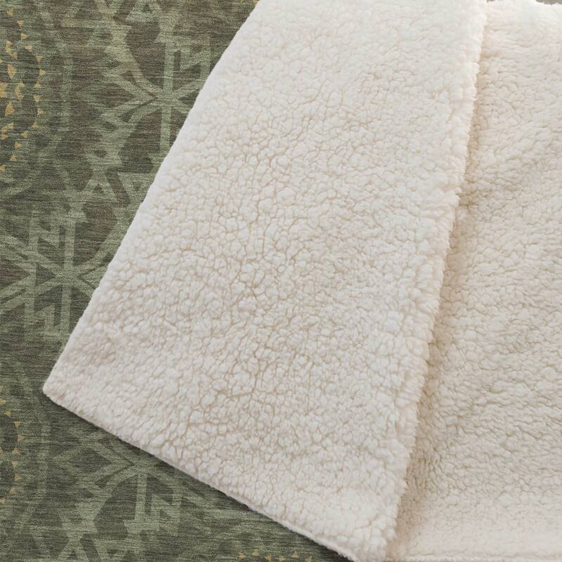Premium Machine Washable Boho Suzani Sherpa Throw Blanket