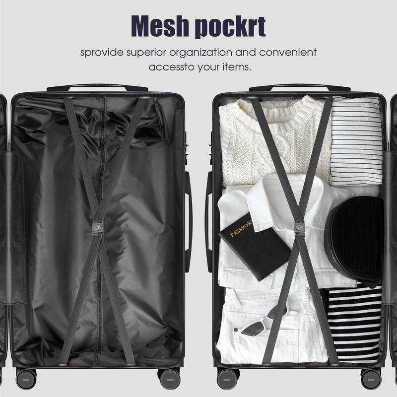 SUGIFT 3 Piece Luggage Sets Hard Shell Luggage Sets with Spinner Wheels TSA Lock, 20in/24in/28in, Dark Blue