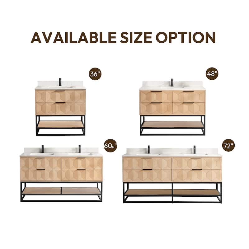 Milagro Bath Vanity with White Quartz Stone Top without Mirror