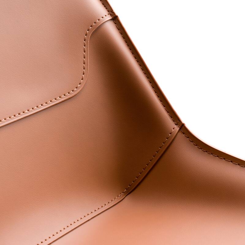 Modrest Halo Modern Cognac Saddle Leather Counter Stool