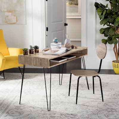 SAFAVIEH Jacquelin 47" Retro Grey / Black Writing Desk + Chair