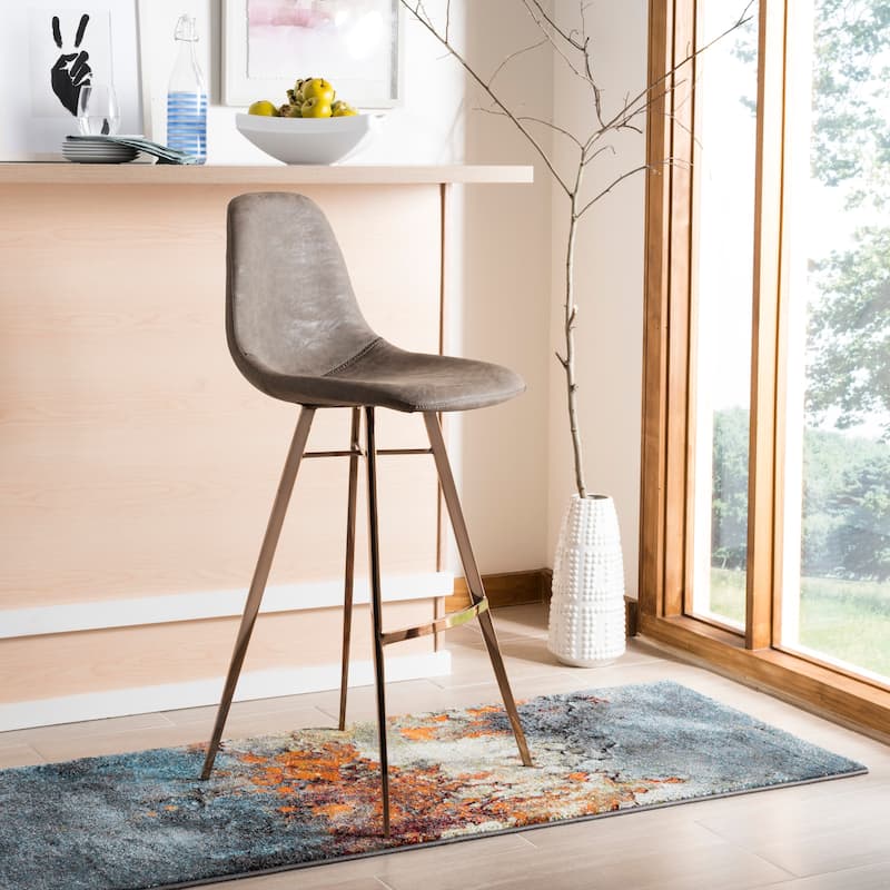 SAFAVIEH Utako -29 Inch Brown/ Copper Bar Stool - 18.5" x 20" x 43" - 19Wx19Dx43H - Taupe/Copper