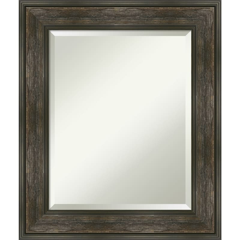 Beveled Wall Mirror - Rail Rustic Char Frame - Rail Rustic Char