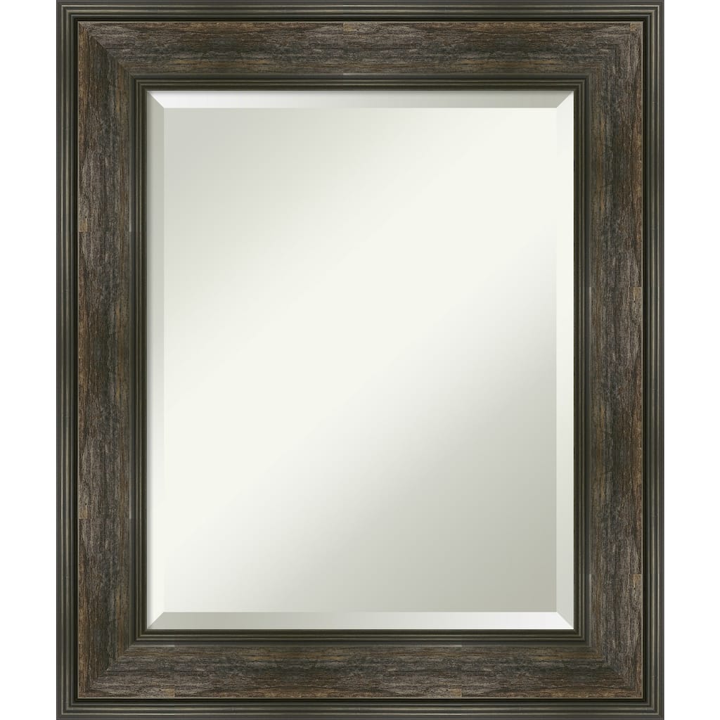 Beveled Wall Mirror - Rail Rustic Char Frame - Rail Rustic Char
