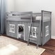 preview thumbnail 50 of 113, Max and Lily Twin over Twin Low Bunk with Curtains Grey with Grey/White Curtain