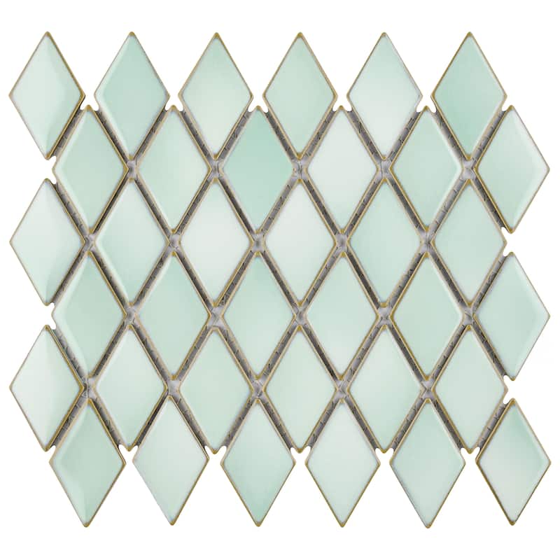 Merola Tile Hudson Kite Pistachio 10-1/8" x 11-3/4" Porcelain Mosaic Floor and Wall Tile - Case (10 Tiles)