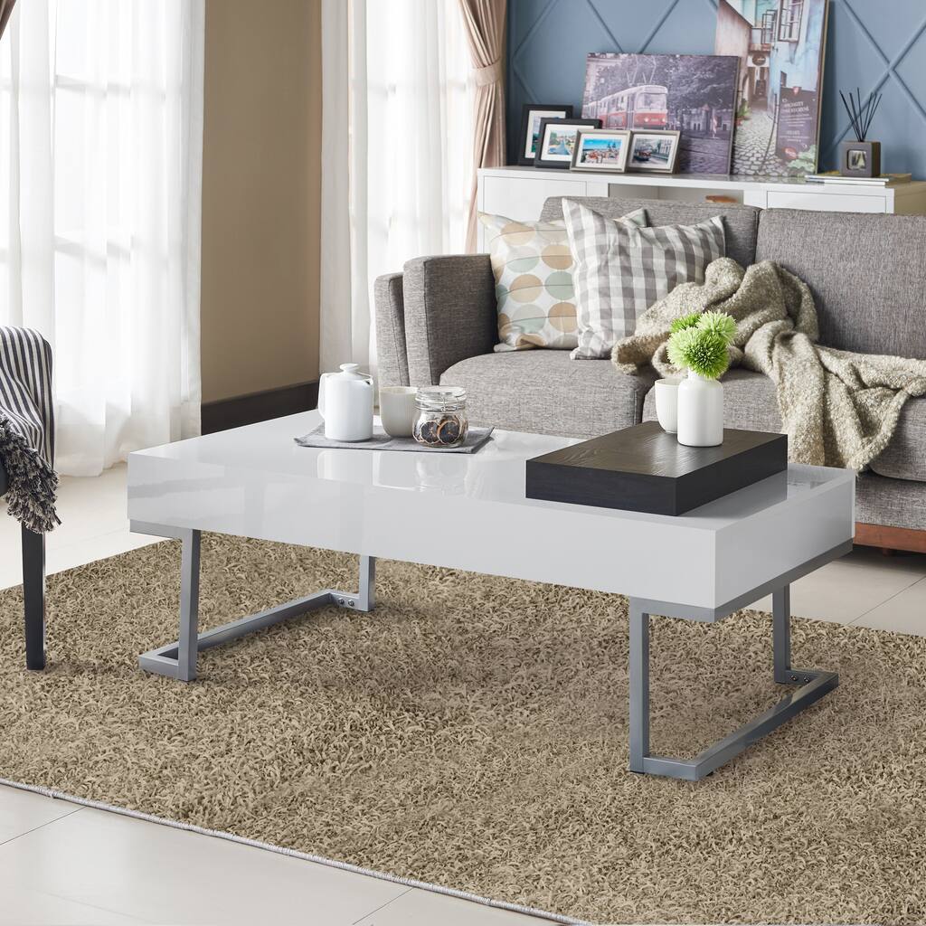 Furniture of America Cassie Modern White Rectangular Coffee Table