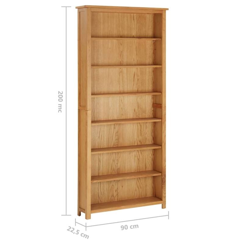 vidaXL 7-Tier Bookcase 35.4"x8.8"x78.7" Solid Oak Wood
