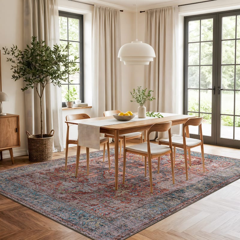 World Rug Gallery Vintage Inspired Distressed Machine Washable Area Rug