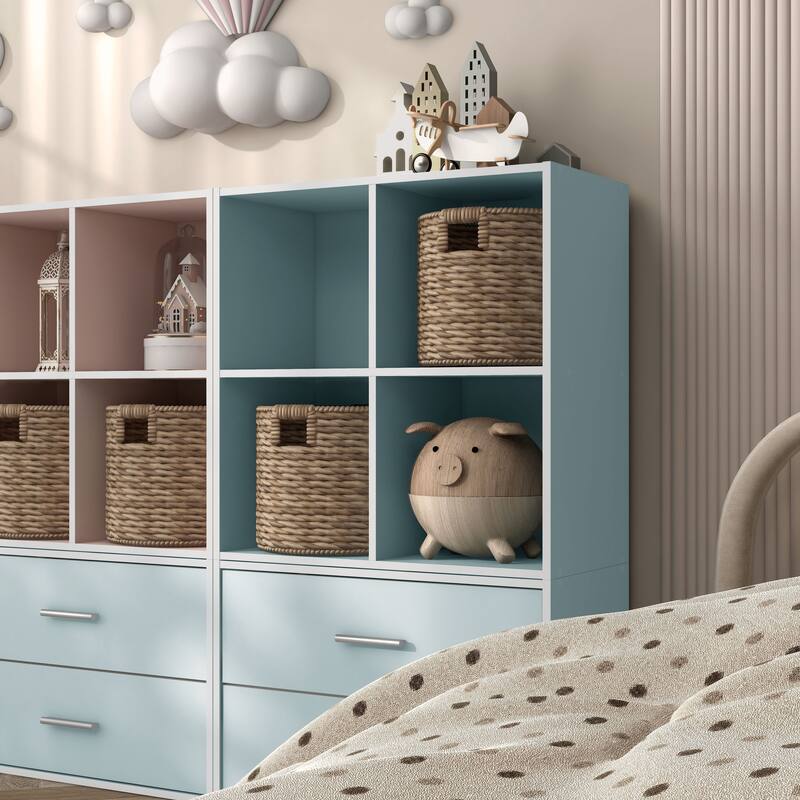 DH BASIC Modern Wood Customizable Stackable Storage Organizer - Cube Shelves, Drawer Cabinet, Bookcase with Doors by Denhour