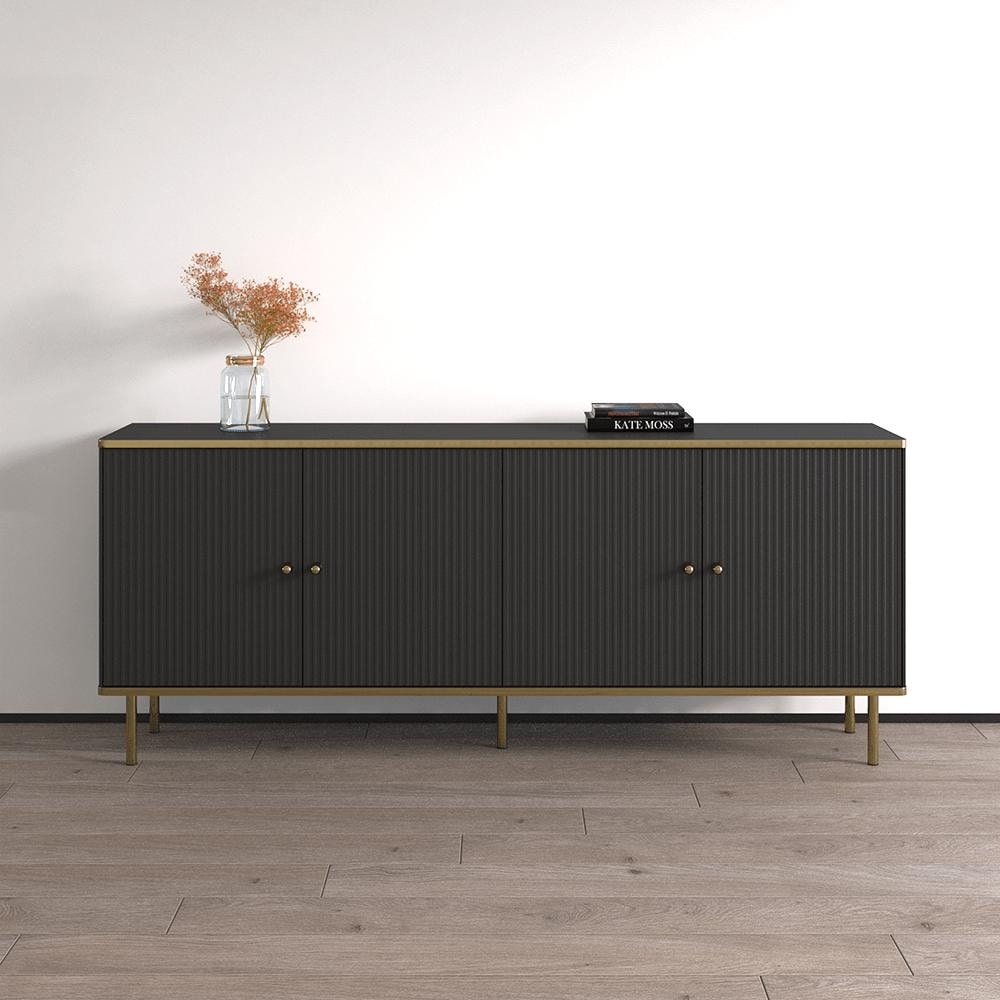 Meble Furniture Camelia 72-inch Modern Matte 4-Door Sideboard Buffet Cabinet with European Minimalist Design