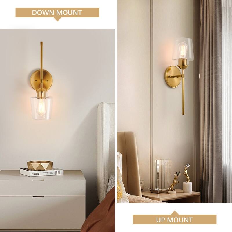 KAWOTI 1- Light Clear Glass Wall Sconce