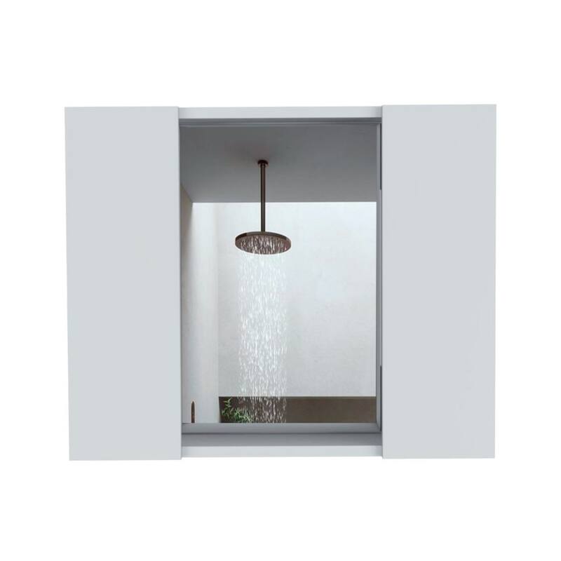 2-Door Medicine Cabinet with Mirror, Bathroom Wall Cabinet with Open Shelf