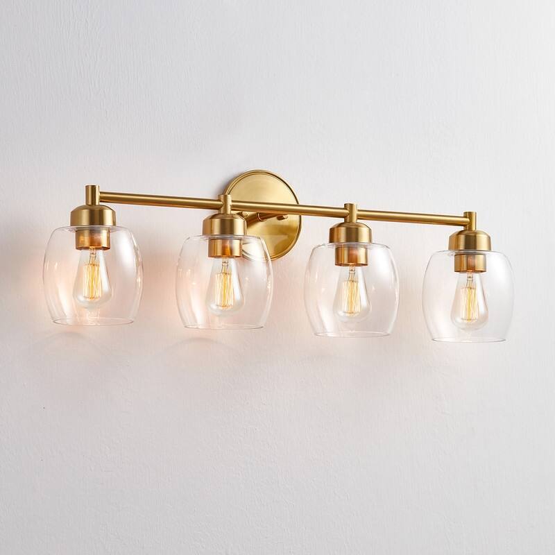 KAWOTI 4-Light Dimmable Bathroom Vanity Light with Glass Shade