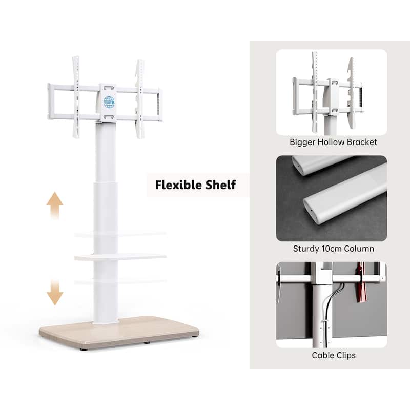 FITUEYES Sturdy Wood Bas Floor Stand TV Mount for 32-70 inch TVs with One Shelf