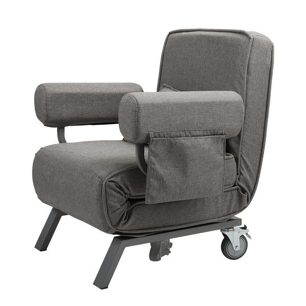 Folding Sofa Bed Fabric Recliner Armchair With Pillow Brake Wheels