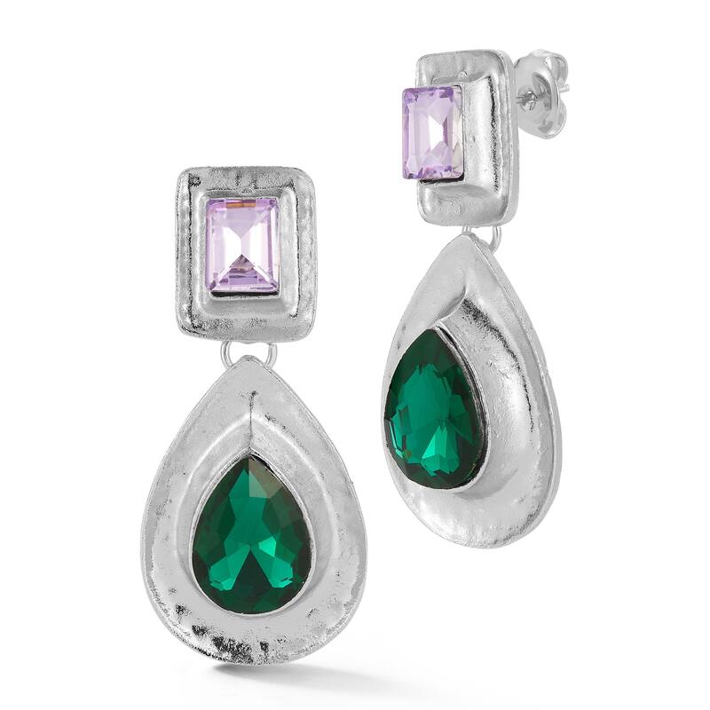 Chloe & Madison CZ Statement Drop Earrings - Silver