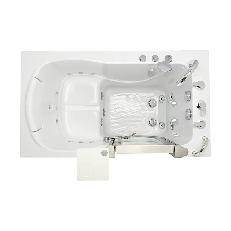 Ella Petite 28"x52" Acrylic Walk-In Bathtub with Inward Swing Door, 5 Piece Fast Fill Faucet, 2" Dual Drain