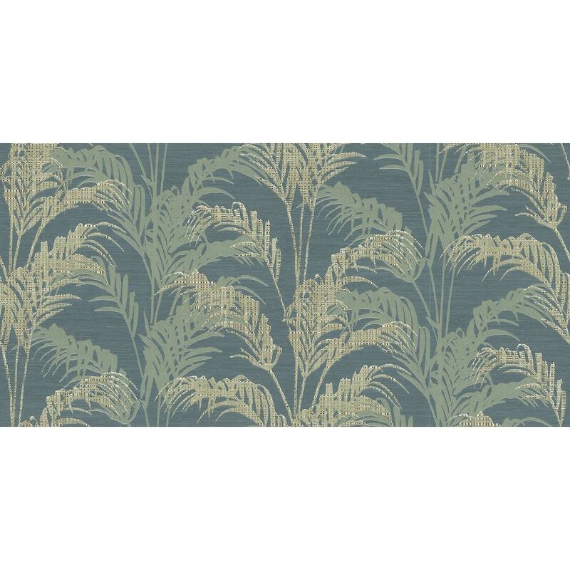 Advantage Rattan Teal Palm Wallpaper