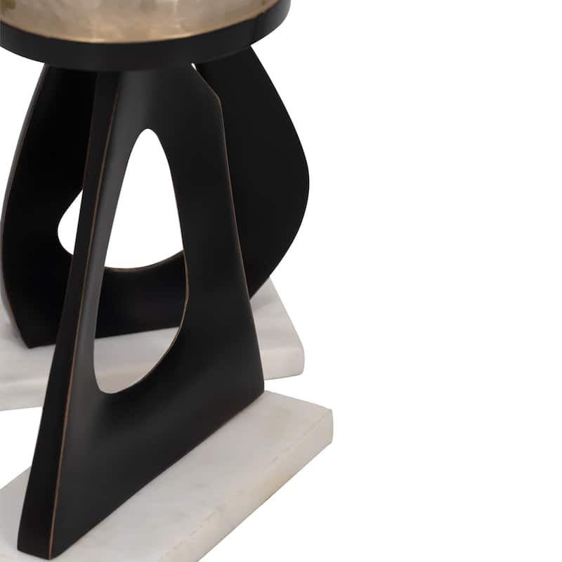 Candle Holders Set of 3 - Metal Marble Base, 13/15"