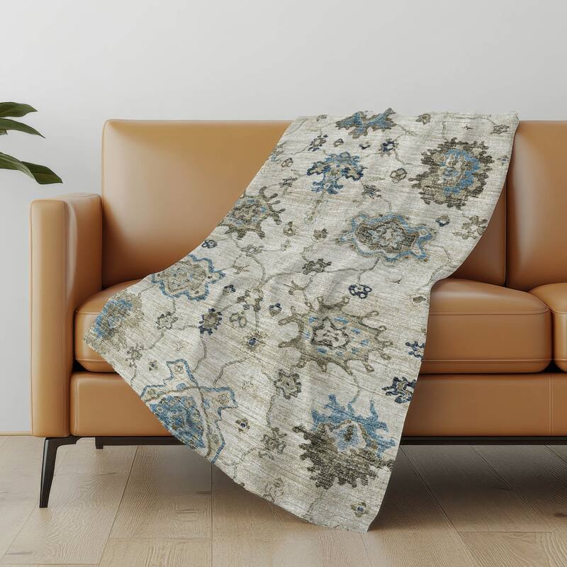 Premium Machine Washable ASB96 Global Sherpa Throw Blanket - Blue - 4'2" x 5'10"