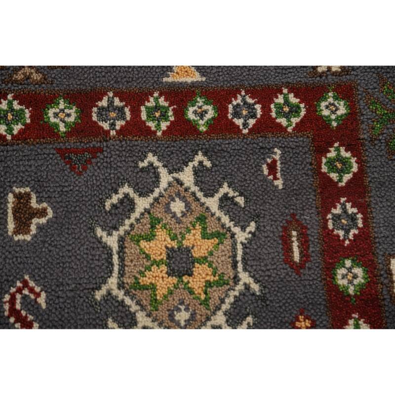 Traditional Kazak Area Rug Hand-Knotted Oriental Wool Carpet - 8'0" x 9'11"