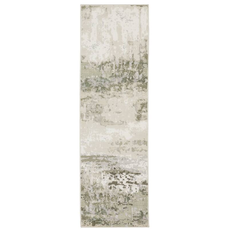Style Haven Caldon Contemporary Abstract Area Rug - 2' 3" x 7' 6" - Beige/ Green - Runner