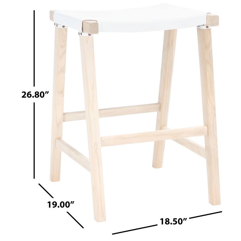 SAFAVIEH Neelofar 27-inch Leather Rectangle Counter Stool - 18.5" x 19" x 26.8" - 19Wx19Dx27H
