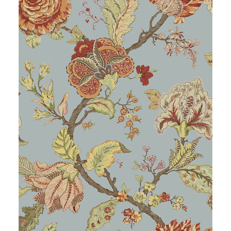 NextWall Kianna Jacobean Peel and Stick Wallpaper - 20.5 in. W x 18 ft. L - Blue Dusk