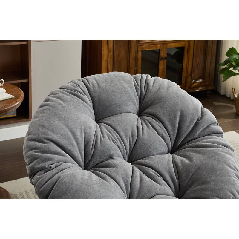 Dark Grey Modern 37" 360° Swivel Barrel Chair with Sturdy Base and Large Cushion for Living Room