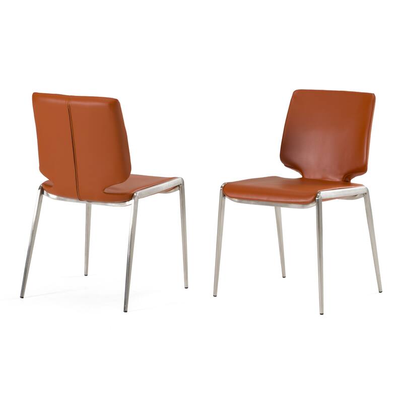 Modrest Eileen Modern Cognac Eco-Leather Dining Chair (Set of 2)