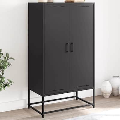 vidaXL Highboard Storage Side Cabinet Cupboard Living Room Furniture Steel - 27.0 x 27.0 x 48.6