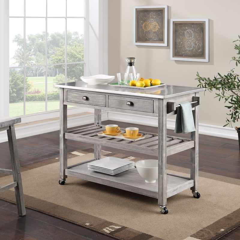 Firebranch Wire-brush Kitchen Cart - Storm Gray Wire-Brush