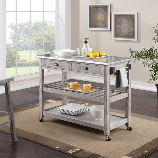 The Gray Barn Firebranch Wire-brush Kitchen Cart