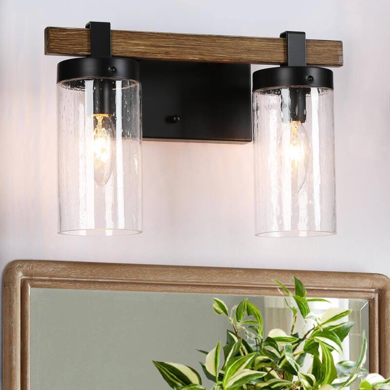 Fora Modern Farmhouse Glass Bathroom Vanity Light Dimmable Wall Sconce - 2-Light
