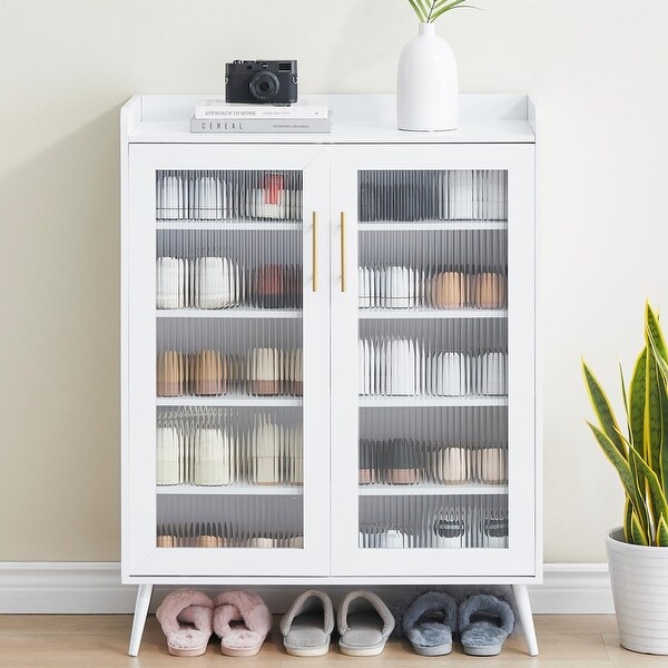 Shoe Cabinet with Glass Doors 5 Tier Entryway Shoe Organizer Storage Rack with Large Capacity and Adjustable Shelves Bed Bath Beyond 41205701