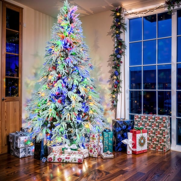 7.5FT, Artificial Christmas Tree with 350 Multi-Color LED Lights, 8 Flashing Modes &1389 Snow Branch Tips - Bed Bath & Beyond